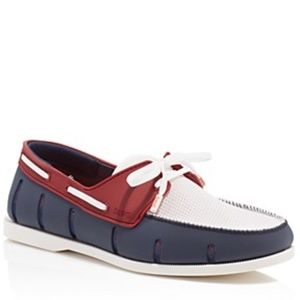 New SWIMS Mens Navy & Red Boat Loafers